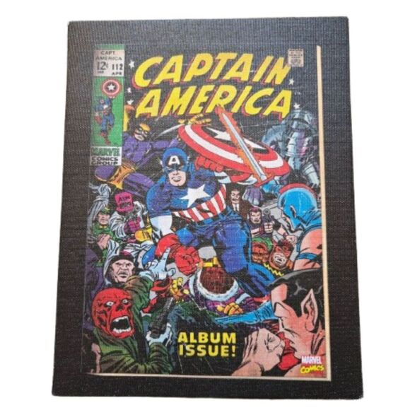 Captain America Canvas Wall Art Marvel Comics Superhero Decor 8.5" x 6.75" - Picture 1 of 6